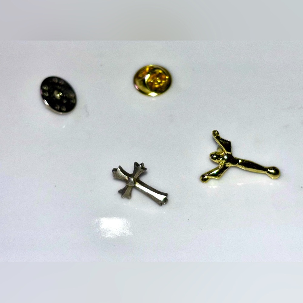 Lot of 2 Religious/Inspirational Tie Tacks or Lapel Pinss